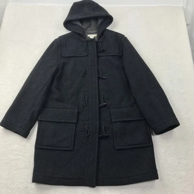 Chaqueta J Crew Para Hombre Abrigo Gris Medio Guisante Mezcla Lana Viscosa Con Capucha Botón Palanca Foto 1 de 4