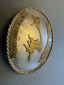 Vintage Men's Western German Silver/Brass 3.75" X 2.75" Calf Roping Belt Buckle - Picture 1 of 2