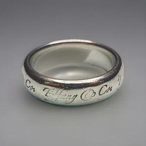 Tiffany & Co. Notes Script Wide Band Ring Size 7 Sterling Silver 925 - Picture 1 of 7