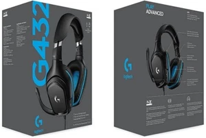 Logitech G432 Wired Gaming Headset, 7.1 Surround DTS Headphone:X 2.0 Black/Blue - Picture 1 of 7