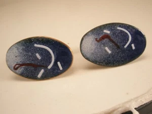 Red, White & Blue Enamel Oval Copper Vintage UNBRANDED Cuff Links - Picture 1 of 6