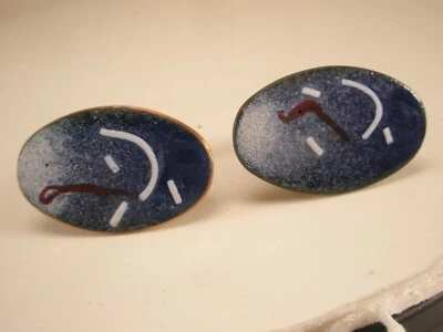 Red, White & Blue Enamel Oval Copper Vintage UNBRANDED Cuff Links - Image 1 of 4