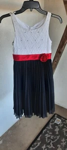 Emily West Dress Girls Size 12 White Black and Red Sleeveless - Picture 1 of 3