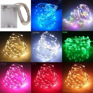 Impermeabile 10-100 LED Batteria Filo di Rame Filo Luci Festa Natale Deco Hl - Picture 1 of 21