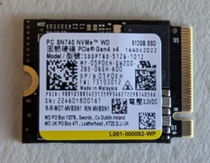 NEW OEM WD SN740 512GB M.2 2230 NVMe SSD PCIe Gen4x4 SSD 03P0KH - Afbeelding 1 van 2