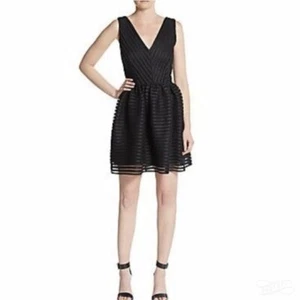 RED Saks Fifth Avenue Fit & Flare Little Black Dress Lace Overlay Party Dance - Picture 1 of 7