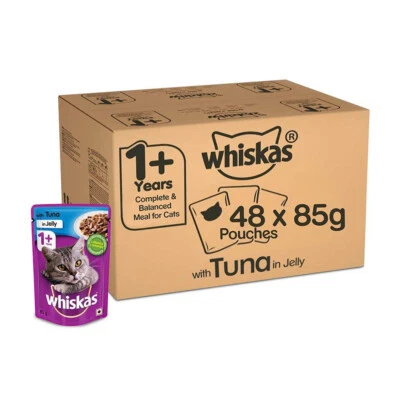 Whiskas Comida Húmeda para Gatos Adultos (1+Años), Atún en Sabor Gelatina, (48 x 85g) Foto 1 de 4