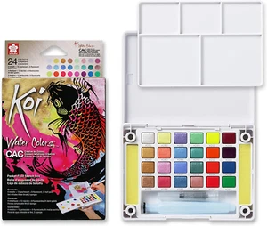 Artist Sketch Kit Art Drawing Set Watercolor Painting 24 Colors Brush Palette - Picture 1 of 12