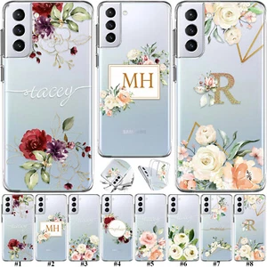 Floral Personalised Case Clear Phone Cover For Samsung Galaxy S24 S23 FE S22 S25 - Photo 1 sur 100
