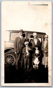 Coche Familia Niños Globos Antigua c1920 Fotografía Original - Imagen 1 de 2