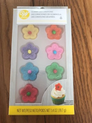 Wilton Gummy Flowers Decorations 8 Count|Red, Blue, Yellow, Orange, Pink, Green - Image 1 of 2