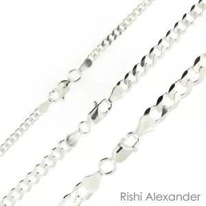 925 Sterling Silver Curb Cuban Mens Womens Chain Necklace .925 Italy All Sizes - Picture 1 of 6