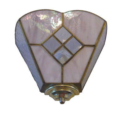 Art Deco Iridescent 粉色彩色玻璃壁灯 电动 有线  — 第 1/4 张图片