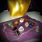 Large Healing Crystal Tumblestone, Spiral Cage Necklace & Pendulum + info card
