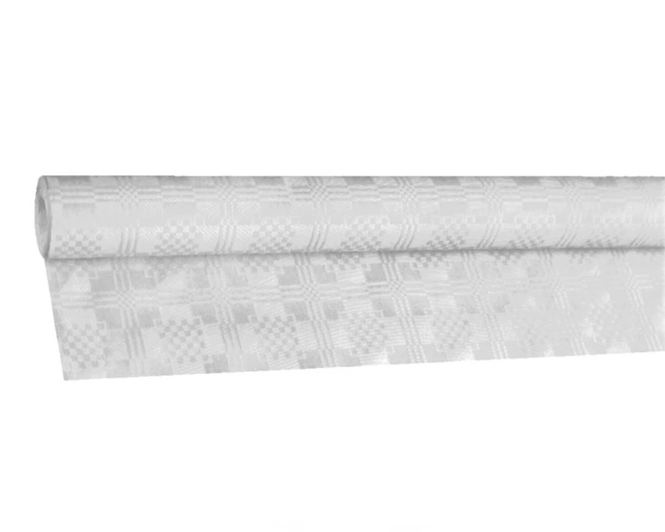 Damasttischdecke Tischtuch Einweg Tischdecke Papier Rolle 1,00m x 50m weiß - Bild 1 von 1
