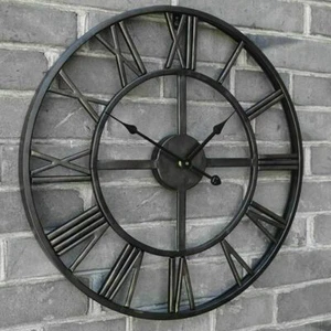 Large Outdoor Garden Wall Clock Big Roman Numerals Giant Open Face Metal 40CM - Picture 1 of 16