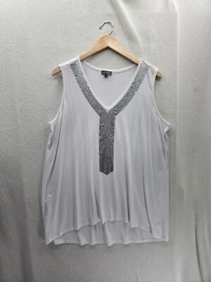 Новый с Ярлыками Vince Camuto блестки без рукавов белый v-образным вырезом $79 рубашка верхний размер-1 X - Изображение 1 из 4