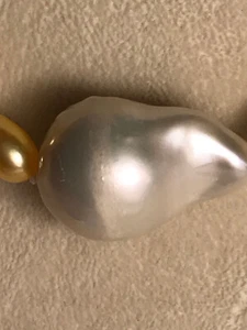 Edle echte Perlenkette mit Südsee-Zuchtperle *23x14*mm Perlen Zuchtperlen - Bild 1 von 12