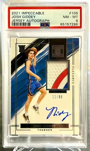 2021 Panini Impeccable Josh Giddey Elegance Rookie Jersey Autographs /99 - PSA 8 - Imagen 1 de 4