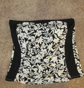 NWOT Lands End Black White Roushed Graphic Floral Swim Tank Tankini Top Size 16D - Picture 1 of 5