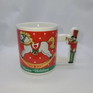 VTG Love Mug Inc Christmas Happy Holidays Rocking Horse Toy Soldier Mug - Picture 1 of 8
