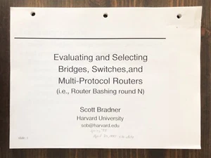 Evaluating And Selecting Multi-Protocol Routers by Scott Bradner (Harvard) 1995 - Picture 1 of 10