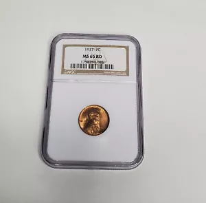 1937 1c Lincoln Wheat Cent One Penny NGC MS65 RD Philadelphia BU Set of 2 - Picture 1 of 4