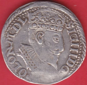 R* POLAND LITHUANIA 3 GROSCHEN 1598 IF OLKUSZ SIGISMUND III XF/XF+ DETAILS #4451 - Picture 1 of 2