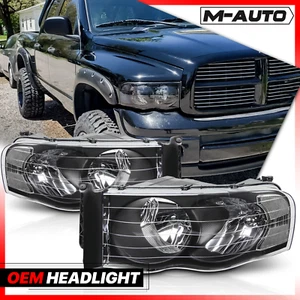 Left+Right Headlight Lamp Replacement Black Clear for 2002-2005 Dodge Ram 1500 - Foto 1 di 8