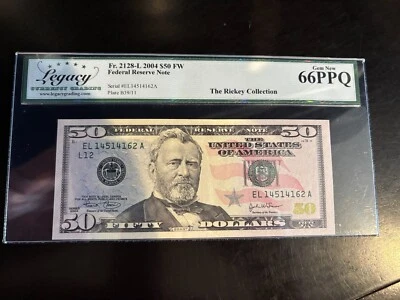 DBR 2004 $50 FRN San Francisco Gem Fr. 2128-L Legacy 66 PPQ Serial EL14514162A - Image 1 of 2