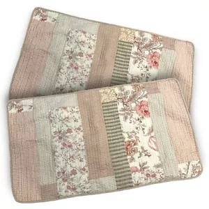 Fundas de almohada acolchadas vintage PEM algodón floral flor a cuadros rojo KING Cottage - Imagen 1 de 7