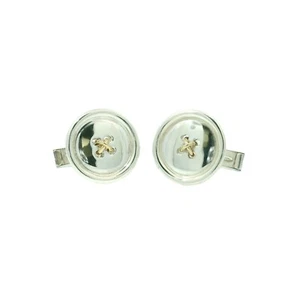 Tiffany & Co Sterling Silver & 14k Yellow Gold Button Cufflinks - Picture 1 of 5