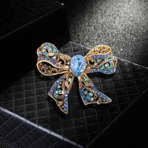 Pop Boutique Brooch Luxury Alloy Bow Rhinestone Brooches Pins Accessories - Picture 1 of 9