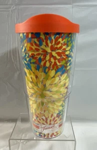 Tervis Tumber 24 oz Fiesta Poppy Calypso Wrap with Orange Lid - Picture 1 of 7
