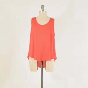 Blusa J.Crew 12 Rojo Brillante-Naranja Poli Chifón Sin Mangas Dobladillo Alto/Bajo Camiseta sin Mangas - Imagen 1 de 6