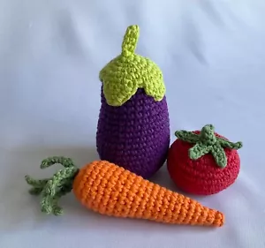 New Handmade Crochet Food Amigurumi Vegetable Set Of 3 - Picture 1 of 7