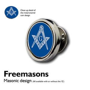 INSIGNIA DE PIN DE SOLAPA DE PLATA BRILLANTE AZUL MASÓNICO, motivo de esmalte elevado (PSC) - Imagen 1 de 3