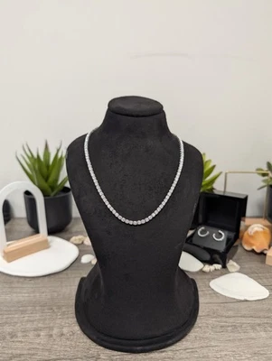 15CT Lab Diamond Tennis Necklace - 14K Solid Gold or 925 Silver - Round Necklace - Image 1 of 4