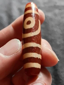 Tibetan Rare Agate Pre 1800s 2 Eye Dzi Bead Lucky Talisman - Picture 1 of 17