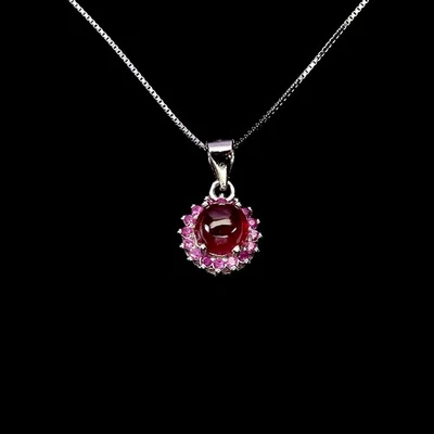 925 Sterling Silver Necklace Round Ruby 6mm Natural Gemstone Jewelry 18inches - Image 1 of 4