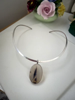 SUPERB 925 SOLID STERLING SILVER MODERNIST TORQUE COLLAR NECKLACE NO PENDANTS - Image 1 of 4