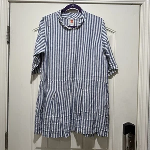 Vestido South Street Rayas Lino En Niveles EE. UU. Bolsillos Talla 00 Relajado Puede Calzar S - Imagen 1 de 7