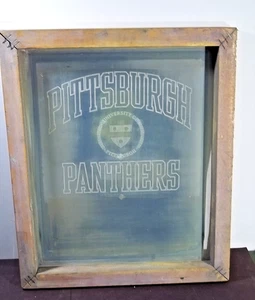 Vintage 1980s Pitt Panthers Football TShirt Poster Wall Hanging Silk Screen - Picture 1 of 2