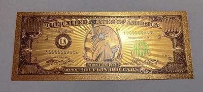 Statue of Liberty - Novelty $1,000,000 USA Gold Colored Banknote - by AAC - UNC - Image 1 of 2