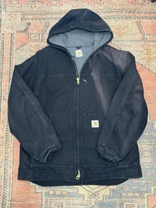 Rare Discontinued Carhartt Jacket BLK Sherpa Lined Duck Shell Hooded XL - 2XL - Picture 1 of 9