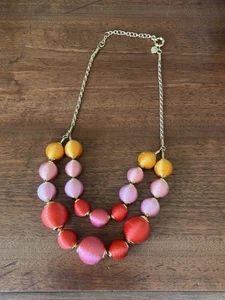 Colorful and fun Talbots thread wrapped beaded necklace - Picture 1 of 4