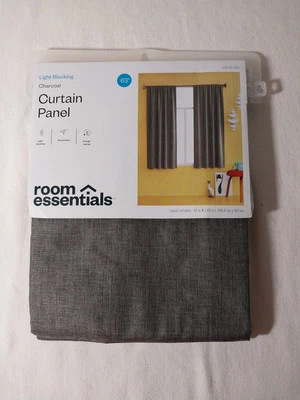 Room Essentials Light Blocking Curtain 1 Panel 42 w x 63 L Charcoal Rod Pocket - Image 1 of 4