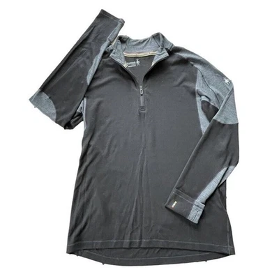 Smartwool Sweater Mens Medium Black 1/4 Zip Pullover Merino Wool Blend MINT - Image 1 of 4