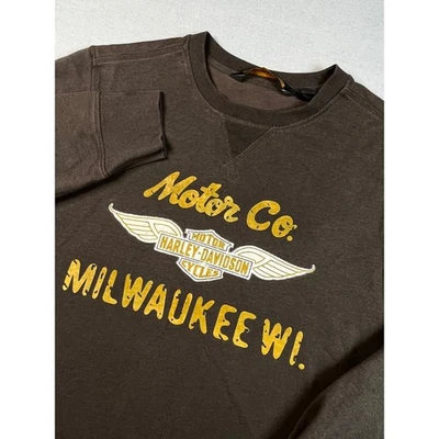 Harley Davidson Motor Co Milwaukee WI Men Long SleeveSweatshirt XL Brown Cotton - Image 1 of 4