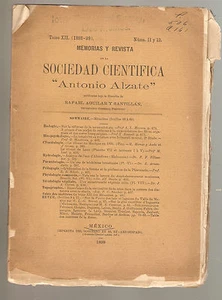Memorias Revista Sociedad Cientifica Antonio Alzate Tome 12 1898-1899 Nums 11-12 - Picture 1 of 1